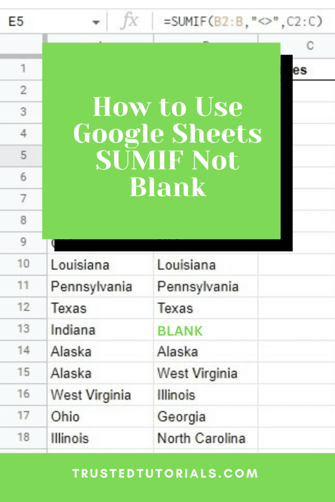 How to Use Google Sheets SUMIF Not Blank