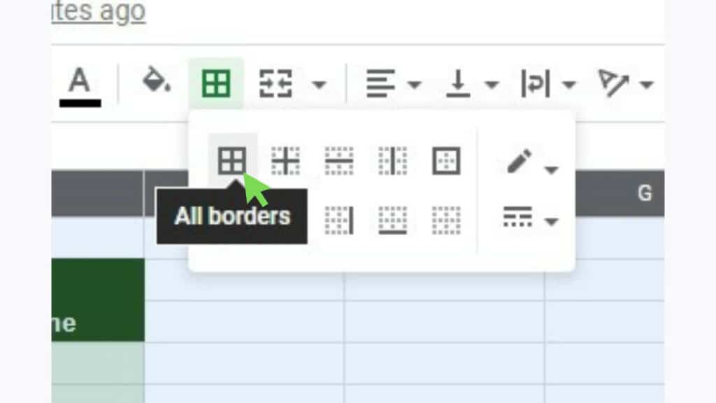 The All borders option of the Border tool shown