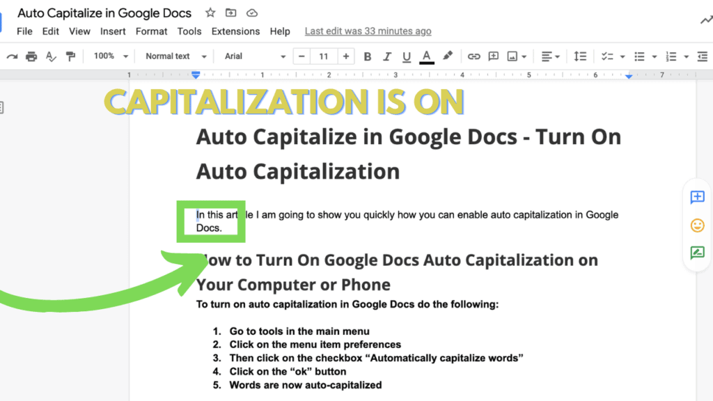 Step 5: Capitalization is on