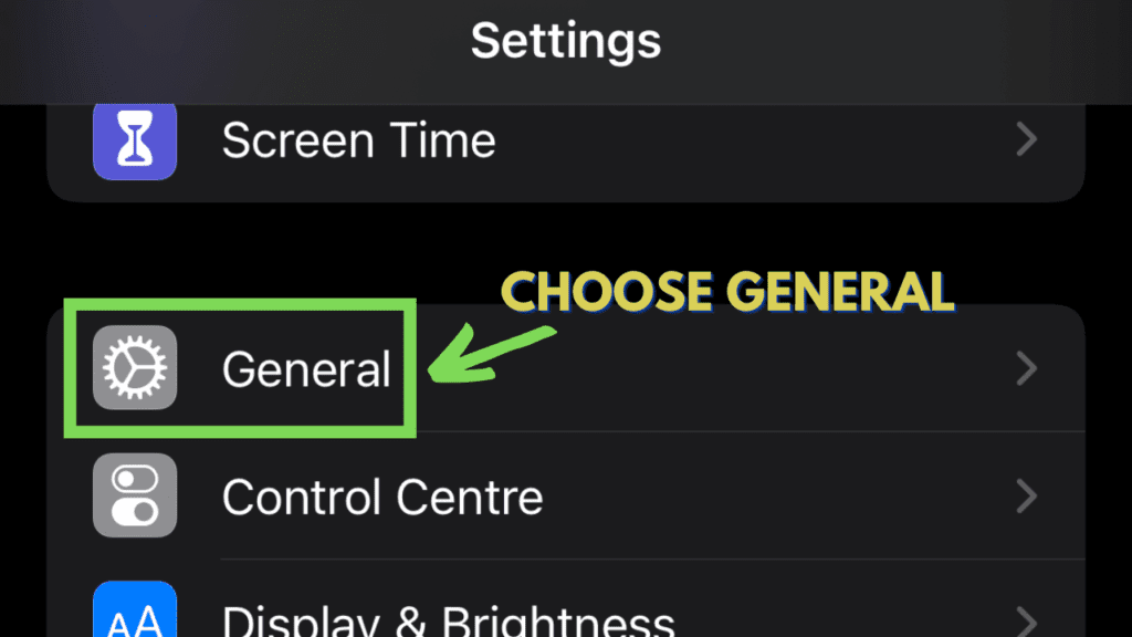 Step 2: In Settings Click on General