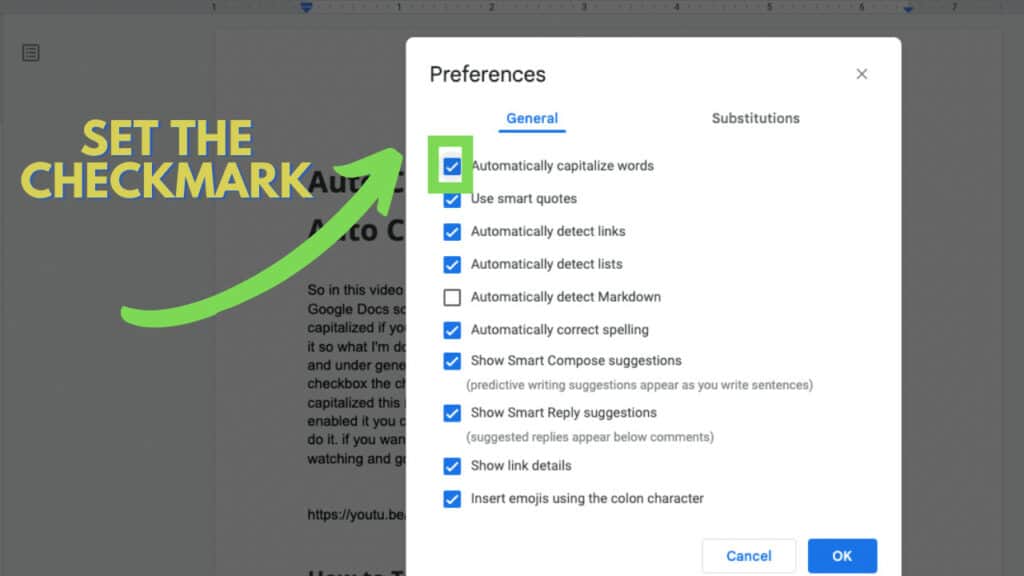 Step 4 - Set the checkmark in the Preferences menu under general